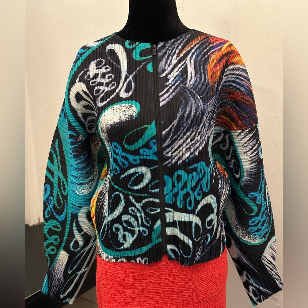 Pleats Please Abstract Print Jacket